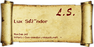 Lux Sándor névjegykártya