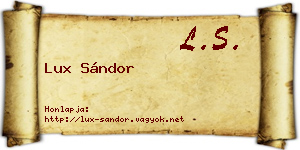Lux Sándor névjegykártya